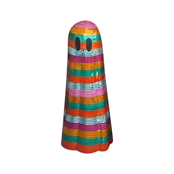 Halloween Rainbow Striped Disco Mosaic Ghost Decor,Sparkly Disco Ball Effect Ghost Statue,Multi-Tone Glass Mosaic Decor for Apartment Bedroom Shelf