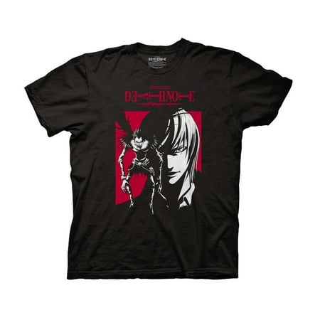 Ripple Junction Death Note Adult Unisex Ryuk & Light Contrast Red Light Weight 100% Cotton Crew T-Shirt Black