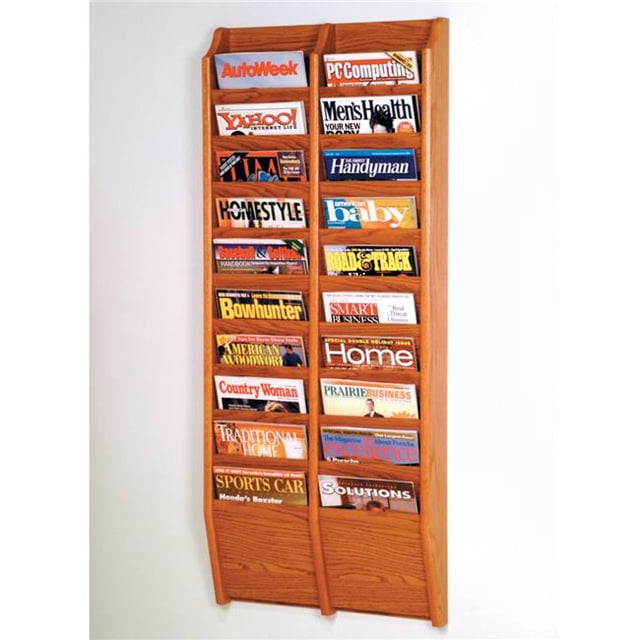 Wooden Mallet MR48-20BM Cascade 20 Pocket Magazine Rack - Black & Medium Oak