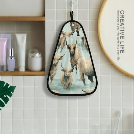 

Cows Blue Hanging Towel Kitchen Hand Towel Bathroom Absorbent Towel Machine Washable Quick Dry Dishcloths