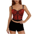 thumbnail image 2 of Uootdi Womens Cropped Tops Bustier Vests Rhinestone Embellished Push Up Spaghetti Straps Glitter Slim Fit Evening Party Tops Gift, 2 of 9