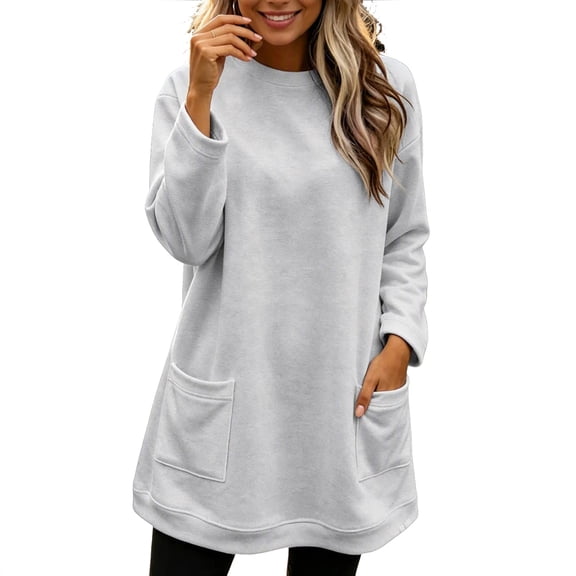 Enjoytime Crew Neck Sweatshirts Women Long Sleeve Casual Pullover Long Sweatshirt Trendy Fall Winter Plus Size Clothes