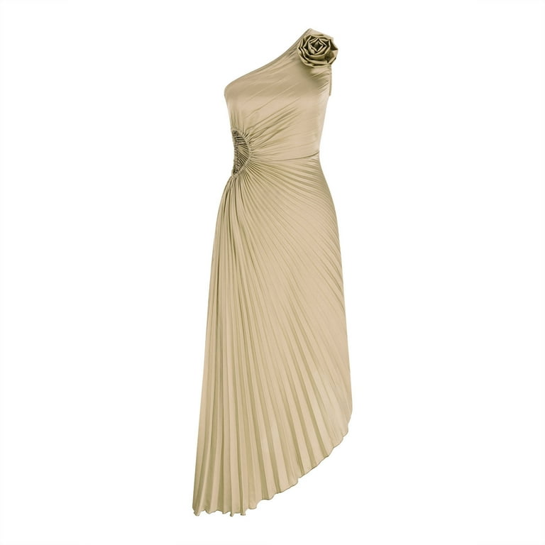 white christmas dresses Arianna One-Shoulder Asymmetrical Pleated Dress main image 0