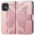 thumbnail image 2 of Dteck Wallet Embossed Case For Apple iPhone 13 Pro, Magnetic [Built-in Credit Card Slots] Flip Folio PU Leather Cover Case with Flower Butterfly Pattern,rosegold, 2 of 6