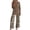Light Brown #009, variant on Two Piece Sets for Women Lounge 3/4 Length Sleeve Tops Graphic Pants with Pockets Summer Outfits 2026 S
