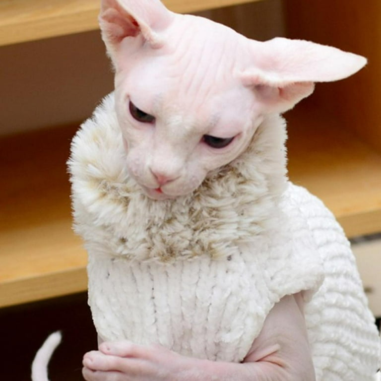  Sphynx Cat Clothes Winter Warm Faux Fur Sweater