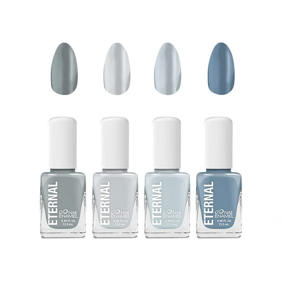 Eternal Gray Nail Polish Set for Women (MINIMALIST) - Light Nail Polish Set for Girls - Lasting & Quick Dry Natural Nail Polish Kit for Home DIY Manicure & Pedicure - Made in USA, 13.5mL (Set of 4)