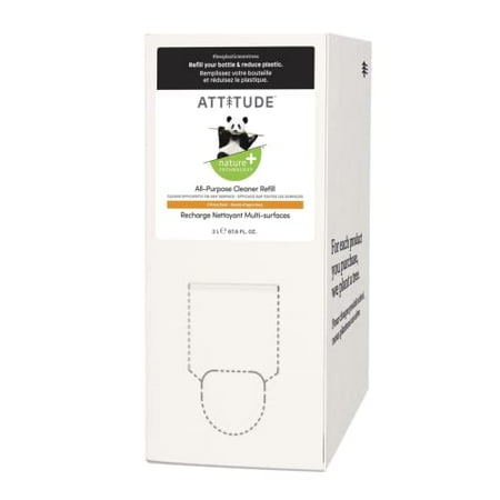 ATTITUDE Multipurpose Cleaner Refill, Bulk-to-Go Packaging, Non-Toxic Biodegradable Vegan & Cruelty-Free, Bulk, Citrus Zest, 67.6 Fl Ounce