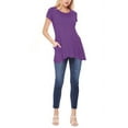 thumbnail image 4 of Women's A-Line Short Sleeve Relaxed Fit Round Neck Solid Tunic Top with Pockets, 4 of 4