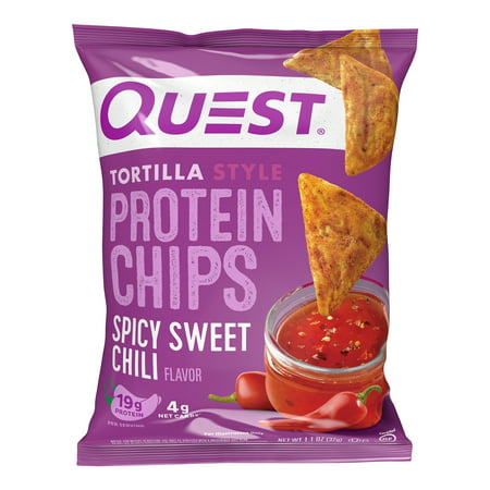 Quest Tortilla Style Protein Chips  Low Carb  Baked  Spicy Sweet Chili  1.1 oz pack of 12