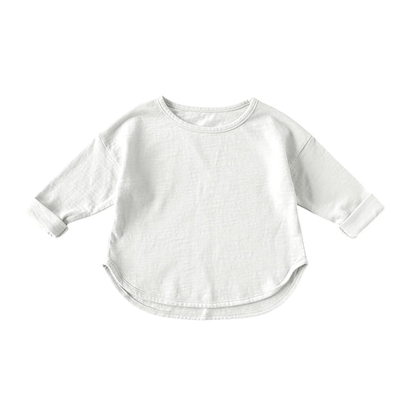 UACY Boys Long Sleeve T-Shirt Toddler Baby Solid Shirt Kids Cotton Pullover Tee Tops (White, 6-12 Months)
