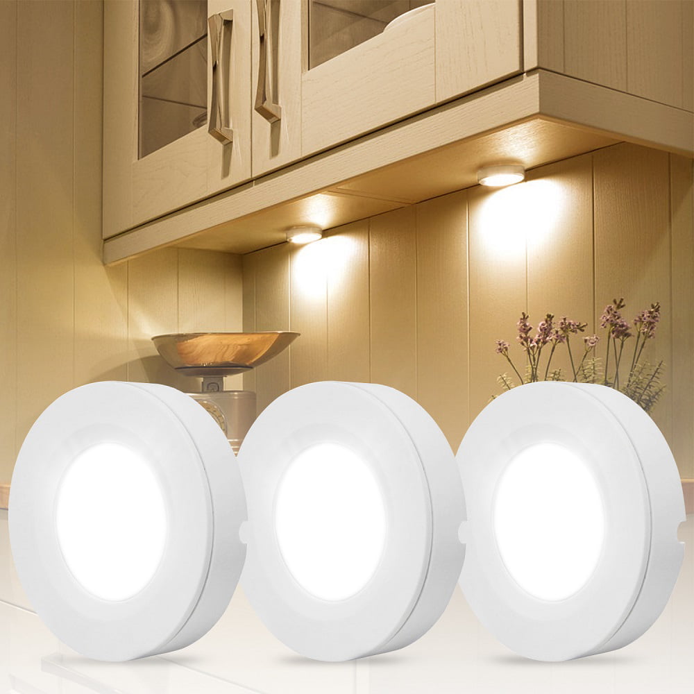 Details about   3PCS Under Cabinet Lighting Kit Closet Kitchen Counter LED Puck Light Warm White 