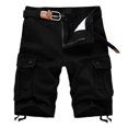 thumbnail image 1 of Aayomet Mens Shorts Overalls Men's Solid Leisure Pants Color And With Multi-pocket Summer Good Thread Cargo Pants Men Black,XL, 1 of 5