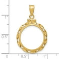 thumbnail image 2 of FJC Finejewelers 14 kt Yellow Gold Twisted Ribbon 17.8mm x 1.35mm Screw Top Coin Bezel Pendant, 2 of 6