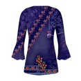 thumbnail image 5 of IROINNID Women's Casual 3/4 Sleeve Tops Round Neck Printed Buttoned Basic Pleated Loose Blouse Breathable Summer T-shirts, Purple, 5 of 5