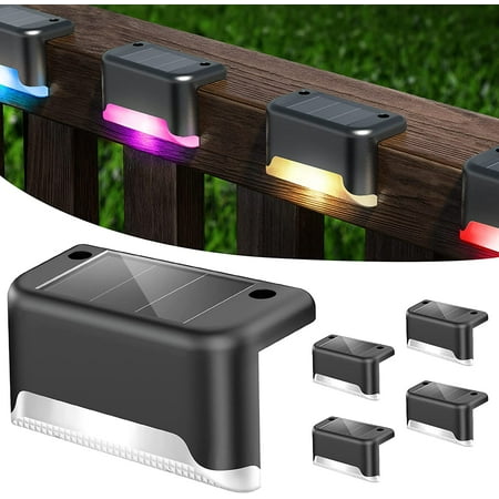 

4 Pack Colorful Waterproof Solar Fence Light Colorful Solar Deck Light IP65 Waterproof Solar Trail Light Sconce for Garden Step Path Stairs Patio Fence
