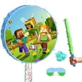 thumbnail image 1 of Minecraft Party Supplies, 4Pcs Minecraft Pinata Set - Large Minecraft Pinata, Minecraft Pinata Eye Mask and Minecraft Pinata Stick for Minecraft Party Decorations, 1 of 6