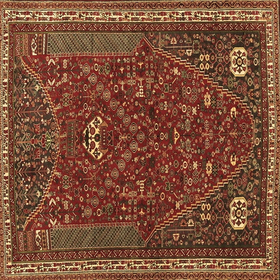 Ahgly Company Machine Washable Indoor Square Persian Brown Traditional Area Rugs, 7' Square