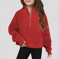 thumbnail image 2 of TOWED22 Girls Half Zip Up Sweatshirt Long Sleeve Cropped Pullover Sweatshirt Fall Cute Clothes for Girls Fashion Winter Sweatshirts,D, 2 of 7