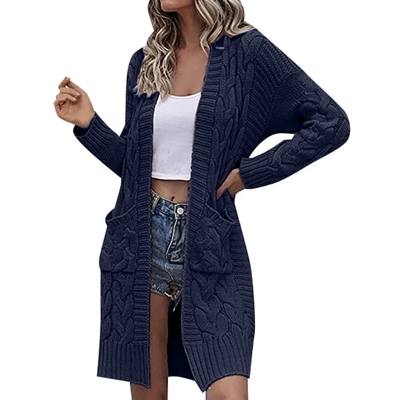 Niaviben Knit Cardigan Long Cardigan Loose Cardigan Jackets Women Womens Jackets Casual Crochet Sweater Long Sweater Cardigan Women Navy XL