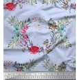 thumbnail image 1 of Soimoi Blue Polyester Crepe Fabric Insect,Rose & Wreath Flower Print Fabric by The Yard 42 Inch Wide, 1 of 3