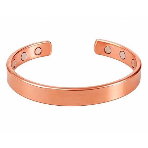 Copper Cuff Bracelet with Magnetic Ends, Plain Open Bangle for Men and Women