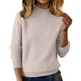 thumbnail image 3 of Baberdicy Women's Half Zip Sweaters Long Sleeve Mock Neck Loose Fit Casual Winter Pullover Tops, Khaki Xxl, 3 of 6