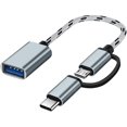 thumbnail image 1 of Adaptador 2 en 1 USB C/Micro a USB, Seminer USB C a USB, Cable adaptador Micro a USB 3.0 OTG, Gris, 1 of 5