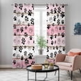 thumbnail image 5 of Pink Beige Paw Print Kitchen Curtains 84 Inch Length, Vintage Farmhouse Country Wooden Grain Grommet Top Bedroom Living Room Curtains, Light Filtering Cafe Curtain Drapes 2 Panels Set 84''x84'', 5 of 9
