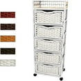 thumbnail image 3 of OrientalFurniture Handmade Wood and Natural Fiber Wheeled 5-drawer Chest (China) Honey 17.25"W x 12.50"D x 46.00"H Honey Finish, 3 of 5