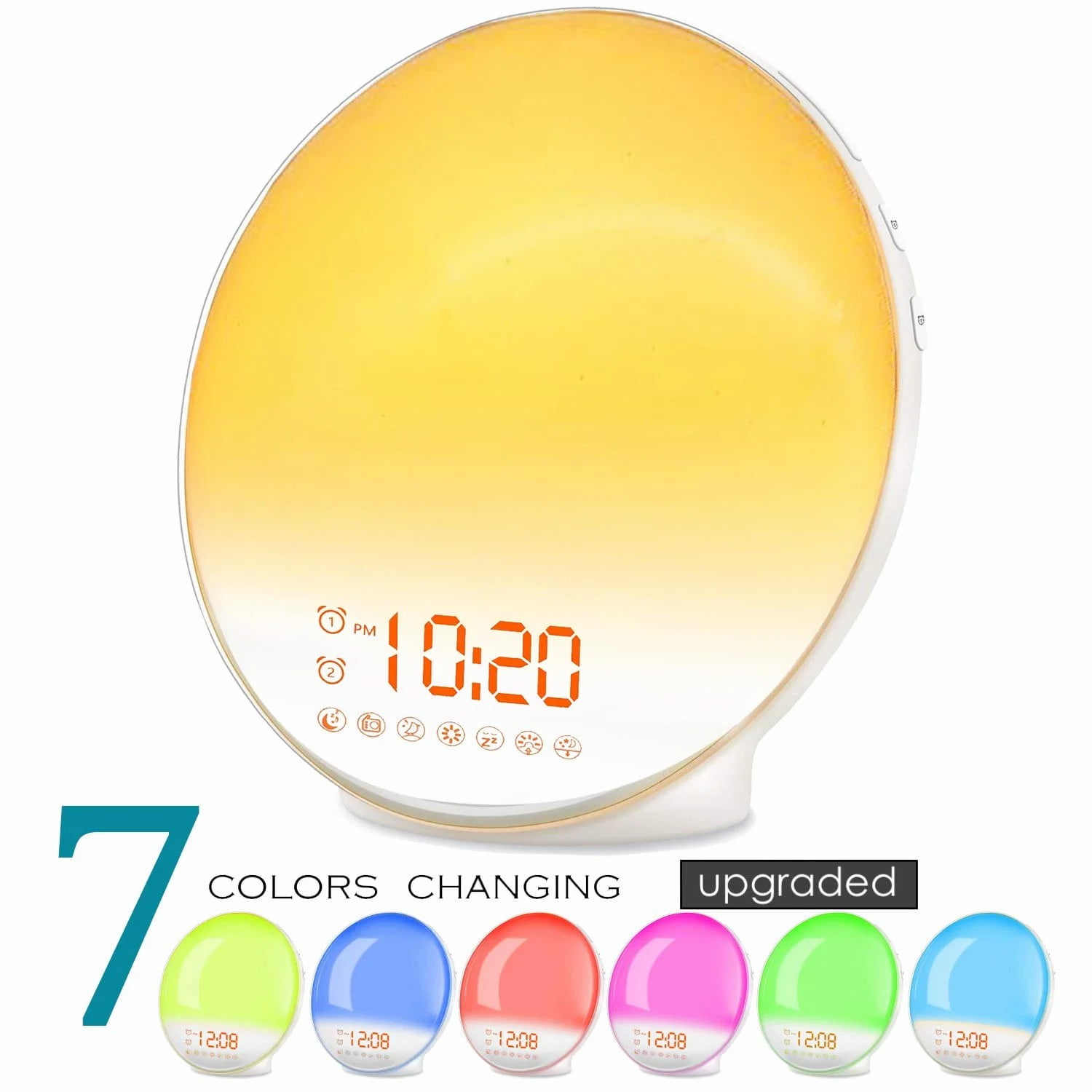 Wake Up Light Sunrise Alarm Clock ,Heavy Sleepers,Bedroom,with Sunrise Simulation,Sleep Aid,Snooze, Nightlight,Daylight,7 Colors,7 Natural Sounds,Ideal Gift