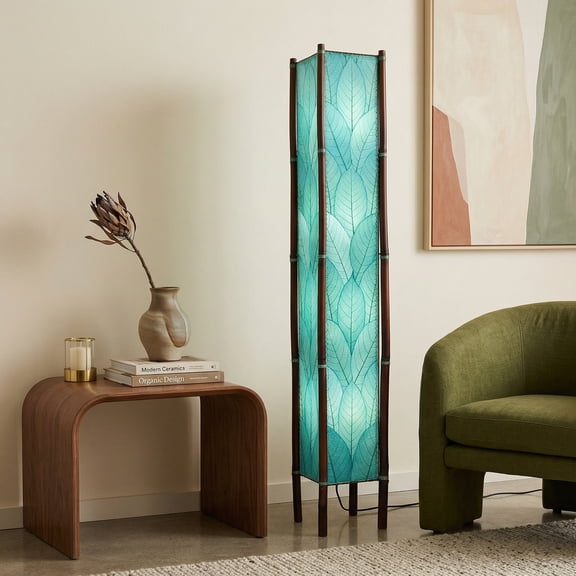 Eangee Home Design Fortune Giant Floor Lamp, Shade Made Of Cocoa Leaves, 11x11x72 Inches