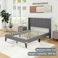 thumbnail image 3 of Gymax Full Size Upholstered Bed Frame w/ Elastic Pockets Mattress Foundation Gray, 3 of 10