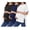 Black + Blue + White, variant on 3 Pack Maternity Shirts Split Side Oversized Pregnancy Tops Crew Neck Short Sleeve Postpartum Clothes