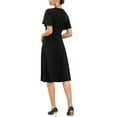 thumbnail image 3 of INSPIRE CHIC Work Dress for Women A-Line Short Sleeve Business Elegant Midi Dresses XS Black, 3 of 4