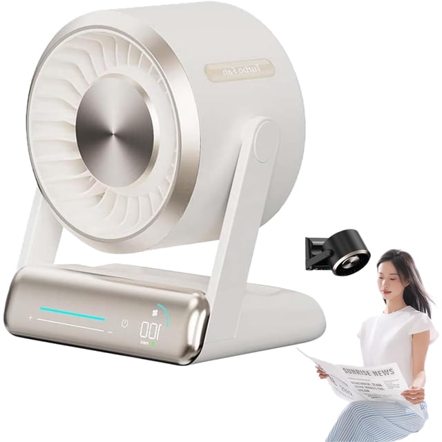 Smart Digital Display Touch Desktop Fan With LED Display, USB Desk Table Fan, Smart Table Fans, 100Speeds, Silent Air Circulator Fans, 120° Adjustable Head Tilt, Mini Desktop Cooler for Indoor (White)