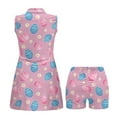 thumbnail image 5 of COEQINE Easter Egg Floral Pink Print Tennis Dress for Women Lightweight Stand Collar Exercise Dresses with Collared Design Soft 2 Pieces Golf Outfits with Shorts 2 Pockets, M, 5 of 7