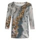 thumbnail image 4 of ICHUANYI Clearance Women's Fashion Printed T-shirt Mid-length 3/4 Sleeves Blouse Round Neck Casual Tops(Gray, S) ICHUANYI WER2023080709255, 4 of 5