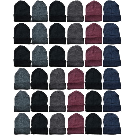 Yacht & Smith Mens Womens Warm Winter Hats in Assorted Colors, Mens Womens Unisex (36 Pairs Assorted)