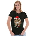 thumbnail image 4 of Cute Santa Cat Meowy Christmas Pun Womens Slim Fit Graphic Tee Brisco Brands S, 4 of 5