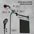 thumbnail image 5 of Shower Head,10”Rain Shower Head with Handheld Spray Combo with 11'' Angle Adjustable Extension Arm/Flow Regulator/Shower System,High Pressure Rainfall Shower Head Clean Bathroom,Matt Black, 5 of 14