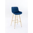 thumbnail image 7 of Modern Bar Stools Set of 2,Velvet Bar Chairs with Tufted Back and Golden Metal Footrest,Upholstered Counter Height Bar Stools Dining Chairs,Club Side Chairs for Home Bar Counter Kitchen,Blue, 7 of 7