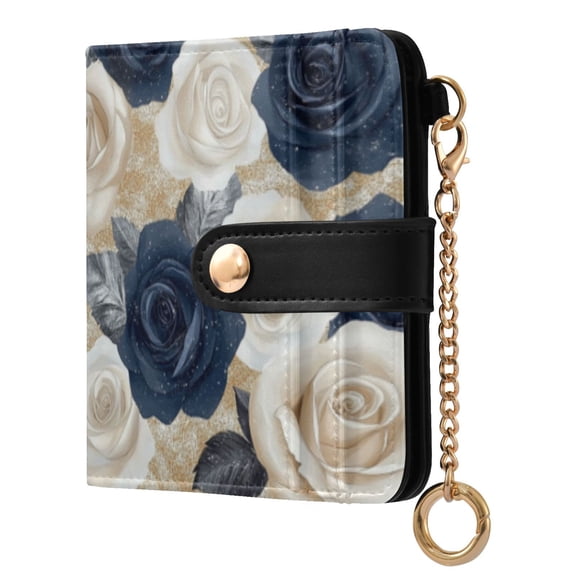 Qxltty Luxurious Floral Ladies Wallet Rfid Slim Thin Compact Credit Card Women Wallet Zipper Coin Pocket and ID Window for Female Gifts