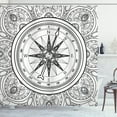 thumbnail image 1 of Ambesonne Compass Shower Curtain, Windrose Line Art Style, 69"Wx70"L, Black White, 1 of 3