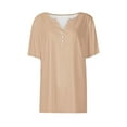 thumbnail image 4 of Big Girls Short Sleeve T Shirt Child Solid Color Tee Shirts V Neck Button down Shirts Summer Savings Clearance 2025, 4 of 5
