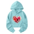 thumbnail image 4 of Xdegoge Womens Valentines Sweatshirt Long Sleeve Drawstring Hoodie Cute Playful Love Heart Print Pullover Casual Lightweight Trendy Cropped Hoodies, 4 of 7