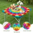thumbnail image 4 of Colorful Tie Dye Mandala Pattern Square Fitted Tablecloth with Elastic Edge,Square Table Cover,Washable Elastic Table Cover for Home Kitchen Party Decor 34"x34", 4 of 6