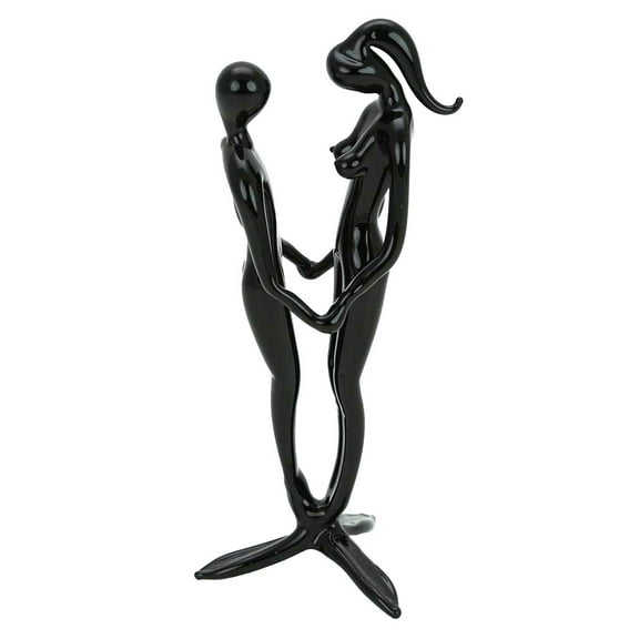 GlassOfVenice Murano Glass Lovers Statue - Black