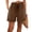 Coffee, variant on Womens Elastic High Waisted Drawstring Loose‑Fit Casual Shorts Lightweight Summer Cuffed Hem Relaxed Shorts with Side Pockets Black M