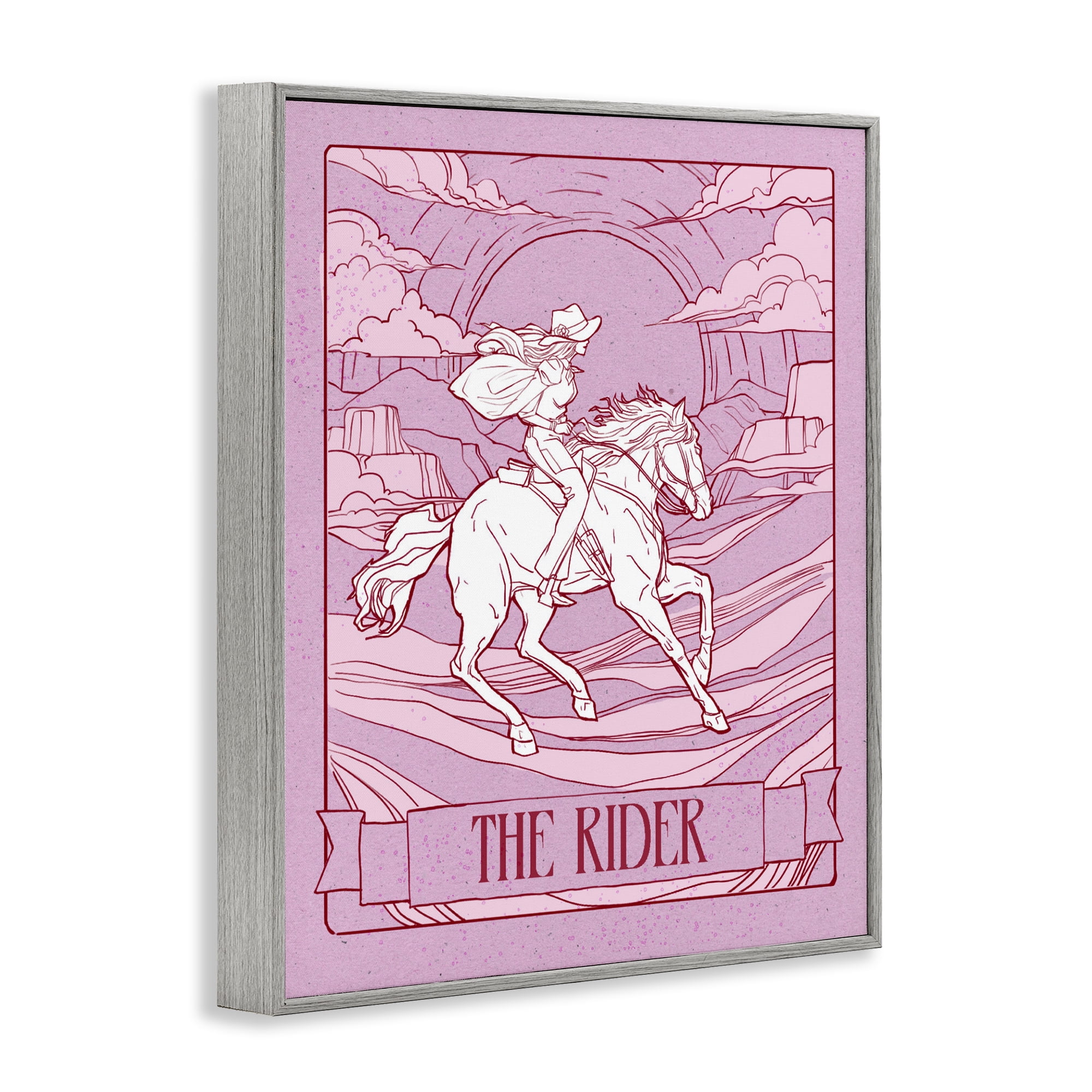 Stupell Industries Cowgirl Rider Tarot Card Gray Framed Giclee Art, design by Ziwei Li